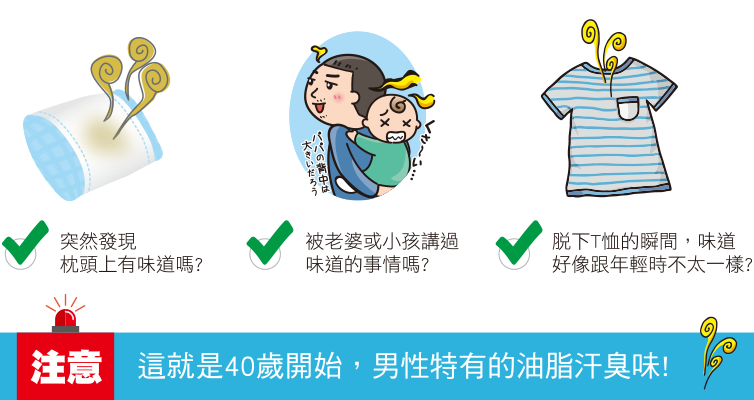 這就是40歲開始，男性特有的油脂汗臭味