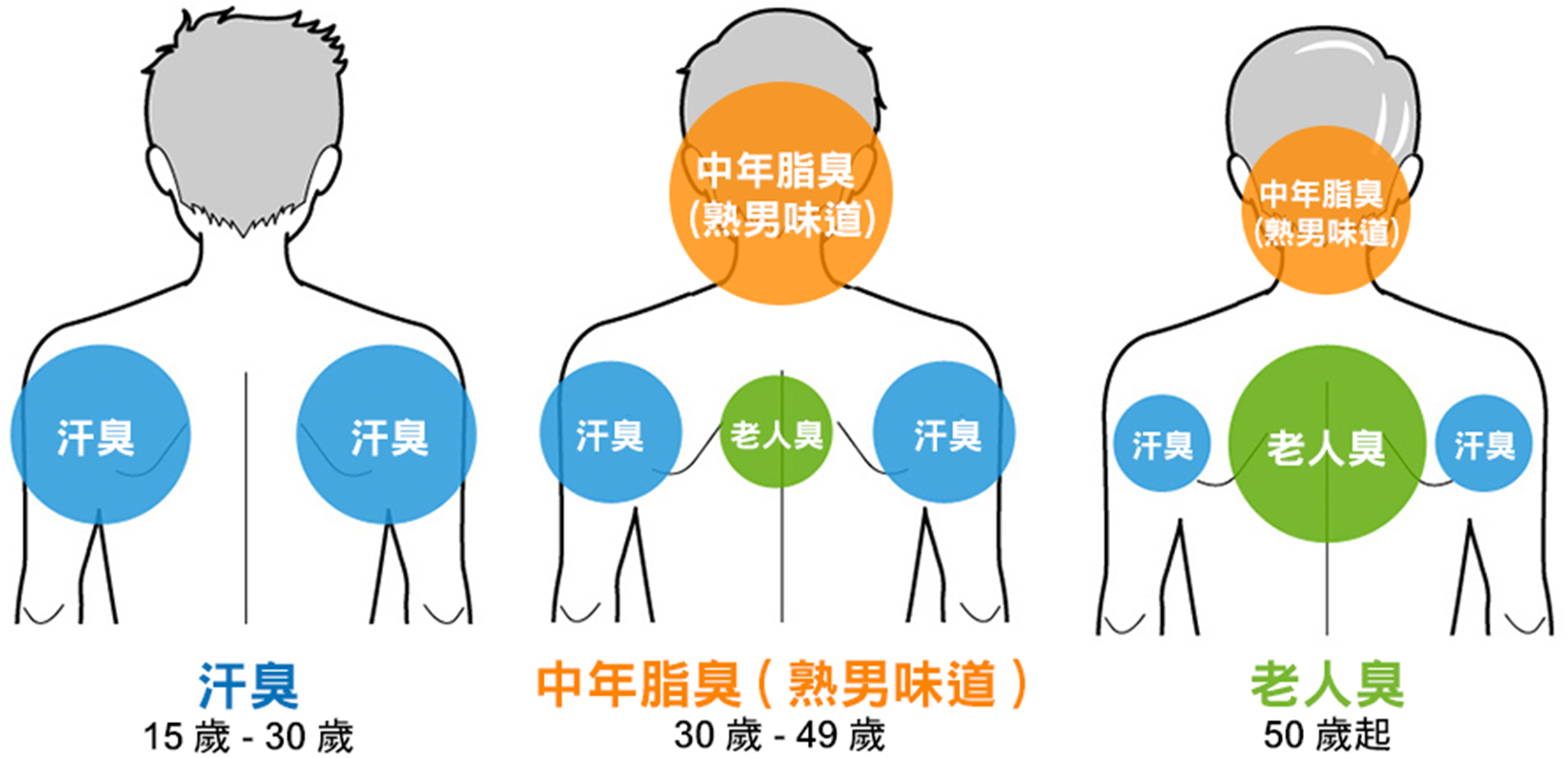 年齡不同發生部位不同